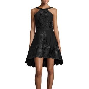 Alexis Valeria Sleeveless Embroidered A-Line Black Dress